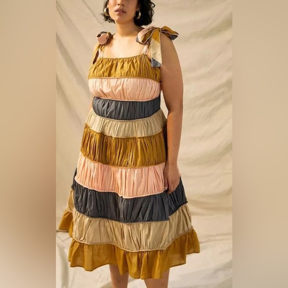 ANTHROPOLOGIE | Let Me Be Letizia Colorblock Midi Dress 12 - Picture 1 of 12
